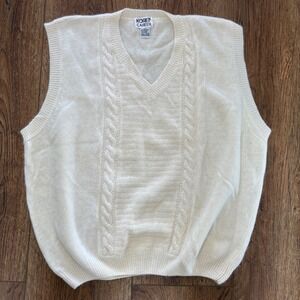 VTG 80s Koret Angora Lambswool V-Neck‎ Sweater Vest Plus Size 24W Retro 3X Ivory